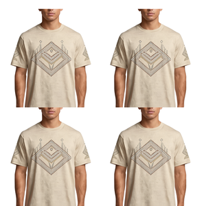 Camiseta de Hombre Beige con Pedrería, Diseño Geométrico, Corte Holgado, Ropa Casual de Moda, Superventas - Product Image 2