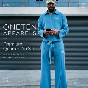 Unisex Lightweight <b>2</b>-in-<b>1</b> Light Blue Quarter-<b>Zip</b> Tracksuit Set Full Sleeve Regular Fit Solid Color Streetwear Casual <b>Sweatshirt</b> - Product Image 1