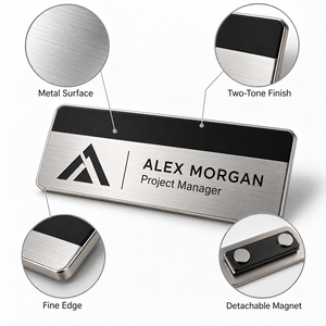 Badge d'identification professionnel personnalisé en métal pour employés, logo personnalisé, fabricant OEM en gros - Product Image 4