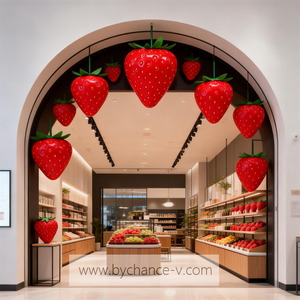 Décoration de vacances oversize grand <span class=keywords><strong>fruit</strong></span> artificiel mousse <span class=keywords><strong>fruit</strong></span> géant fausse <span class=keywords><strong>fraise</strong></span> pour art visuel moderne manoir décoration d'hôtel - Product Image 5