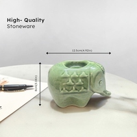 Porte-bougies élégants en céramique verte en forme d'éléphant, personnalisables, faits à la main, ensemble de supports décoratifs modernes pour bougies chauffe-plat
