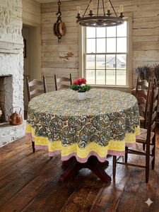 Washable <b>Table</b> Cloth Cotton Dining <b>Table</b> <b>Cover</b> Handblock Print Soft Breathable Durable 40s Cambric for Hotels Restaurants - Product Image 2