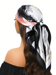 90cm Luxury Brand Silk Satin <b>Square</b> Scarf Women <b>Hijab</b> Bandana Muslim Headscarves Shawl Wrap Ladies Headband Neckerchief Foulard - Product Image 5