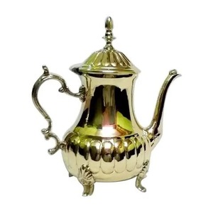 Silver Round Turkish Coffee Pot With Lid Oriental Design Metal <b>Tea</b> Infuser Coffee & <b>Tea</b> Tool - Product Image 3
