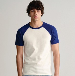 Camiseta de Hombre con Diseño Moderno, Lavada, Casual, con Hombros Caídos, Cuello a Rayas, Sostenible, Suave, Antiencogimiento, Color Personalizado, Venta al Por Mayor - Product Image 3