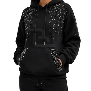 Service OEM, best-sellers, design haut de gamme, sweats à capuche pour femmes avec strass, basiques, légers et confortables - Product Image 2