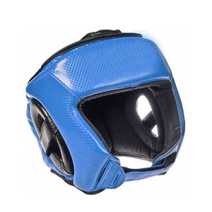 Red PU Leather Striped Design <b>Boxing</b> Head Guard with Buckle Closure and Clear Visor for Adults Unisex Universal Use - Product Image 6