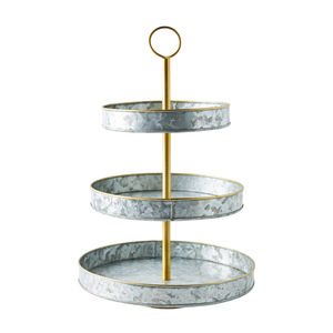 Soporte de Servicio Galvanizado de Tres Niveles, Bandeja Metálica de 3 Niveles para Pasteles y Postres, Decoración para Cocina Rústica y Buffets de Boda - Product Image 5