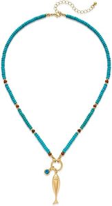Collier long en résine turquoise avec pendentifs cœur, style bohème, coquillages de plage, étanche, pour femme - Product Image 4
