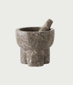 Juego de Mortero y Pilón de Mármol Pulido, Tazón de Piedra Pesada para Moler Especias, Semillas, Hierbas, Utensilio de Cocina - Product Image 3