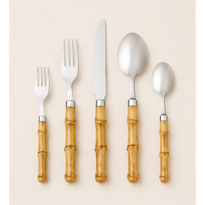 Wholesale Bamboo Handle Stainless Steel Cutlery Set <b>Flatware</b> for Luxury Hotels and Restaurants Eco-Friendly Silverware Set - Product Image 3