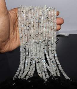 Cuentas lisas de piedra lunar arcoíris blanca musgosa natural AAA de 5-5.5MM, cuentas de rueda arcoíris musgosa de 13 pulgadas, cuentas lisas arcoíris blancas - Product Image 1