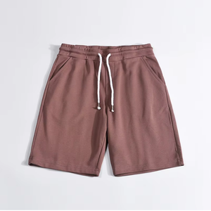 Shorts de sport cargo bleu uni respirant à séchage rapide pour homme avec poches zippées, taille mi-haute élastique, en toile 100 % coton - Product Image 2