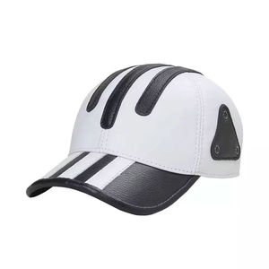 Top Quality Unisex 5 Panel <b>Baseball</b> <b>Cap</b> Waterproof Black Cotton Sports <b>Cap</b> Leather Touch Fitted OEM Wholesale - Product Image 4