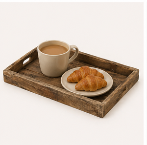 Wholesale Handcrafted <b>Reclaimed</b> Wood Serving Tray With Cut-out Handles Rustic Decorative Ottoman Tray For Coffee Tableware - Product Image 2