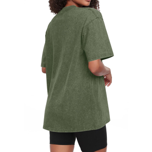 เสื้อยืดผ้าแคนวาสผู้หญิงแบบใหม่ ดีไซน์พิเศษ ล้างสีแบบแอซิด แขนสั้น สวมใส่สบายๆ สำหรับสตรีทแวร์ เนื้อผ้านุ่ม ใส่ได้ในฤดูร้อน ป้องกันรังสียูวี รับสั่งทำตามแบบ - Product Image 2
