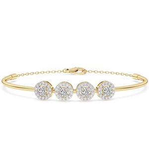 กำไลข้อมือเพชรแล็บเกรดพรีเมียม Galaxy Scattered Sparkle รุ่น Eloise Halo แบบเปิดได้ (1 กะรัต) ทูวี. ทองคำ 18k สำหรับเด็กผู้หญิง - Product Image 3