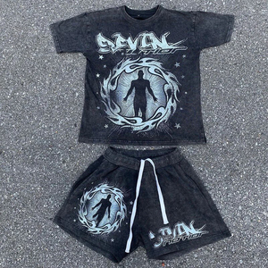 High Quality Custom Men's Suit Two Pieces <b>T</b>-Shirt and Shorts Set Soprty Jogger <b>Track</b> Suit Streetwear Summer Tracksuit for Men - Product Image 5