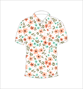 Camiseta Polo Personalizada con Estampado Floral Pequeño, Manga Corta, Informal, Verano, Estampado Completo, para Hombre y Mujer - Product Image 1