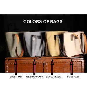 Sac fourre-tout en cuir et toile, style vintage, sac à bandoulière, sac de voyage, sac de travail, sac de shopping, grande capacité, design brodé ouvert, LCTB-0024 - Product Image 6