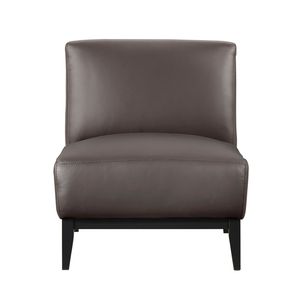 Poltrona in Pelle Marrone con Struttura in Legno Massello e Seduta Imbottita - 1 Pezzo, Arredo Soggiorno Durevole e Confortevole - Product Image 2