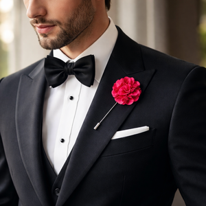 Elegante Pin de Solapa con Flor para Hombre |   Broche de Metal Esmaltado Duradero para Boutonnière |   Flor de solapa para traje de novio, pin para blazer de fiesta - Product Image 2