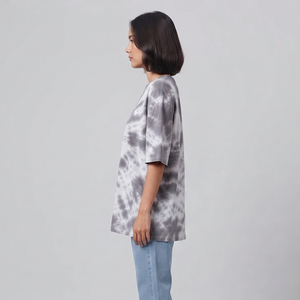 T-shirt à manches courtes pour femme, effet délavé soleil, en coton premium, style streetwear, coupe lourde, délavé à l'acide - Product Image 3