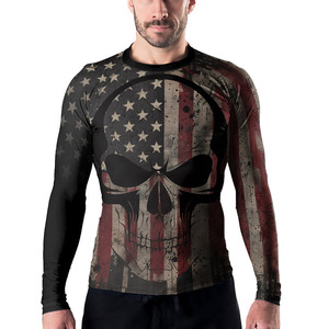 <b>Printed</b> Long Sleeve MMA Rash Guard Quick Dry UV Protection Compression Shirt <b>Surf</b> Swim Gym Fitted Wear Grappling Rash Guard - Product Image 2