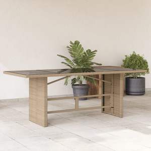 Table de jardin en rotin PE beige pour l'extérieur - Product Image 1