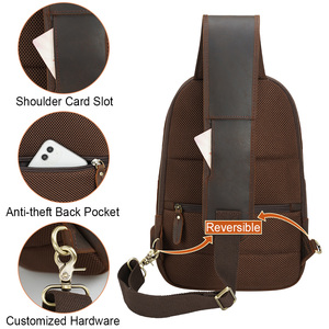 Bolso Bandolera de Cuero Genuino para Hombre, Mochila Cruzada de Piel de Vacuno para Ciclismo, Bolso de Hombro/Pecho para Teléfono Móvil, Venta Caliente - Product Image 6