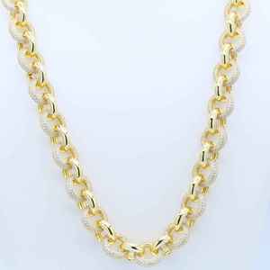 Collar de Cadena Cubana con Eslabones en O de Plata 925 Chapada en Oro con Diamantes de Moissanita, Joyería Personalizada Estilo Hip Hop para Raperos y Fiestas - Product Image 6