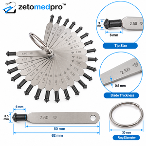 Medidor de Diamantes Profesional de 1-6.5 mm, Herramienta de Medición para Engastar Piedras de Joyería, Acero Inoxidable, Zetomed Pro - Product Image 5