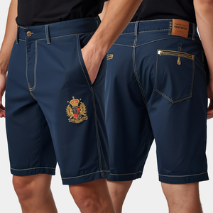 Pantalones Cortos de Hombre de Lujo con Bordado Inspirado en el Escudo Real y Diseño de Moda Premium - Product Image 1