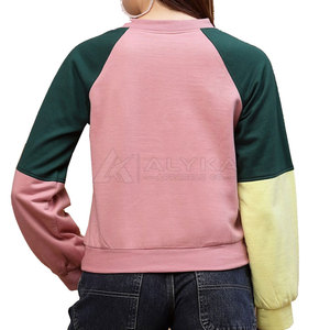 <span class=keywords><strong>Felpa</strong></span> Invernale Casual a Maniche Lunghe in Misto Cotone, Girocollo, Rosa Verde Giallo, per <span class=keywords><strong>Donna</strong></span> - Product Image 2