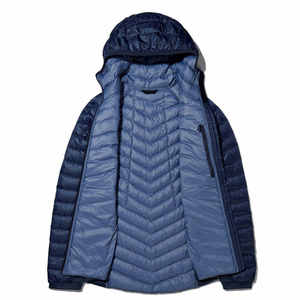 Veste d'hiver rembourrée légère à capuche pour homme, coupe-vent, imperméable, pliable, matelassée, parka d'extérieur bleu marine - Product Image 2