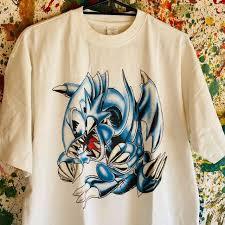Custom <b>Men</b>’s Anime Graphic T-Shirt | 250-300 GSM Heavyweight Cotton Oversized Tee | Blue-Eyes Dragon HD Digital Print - Product Image 2