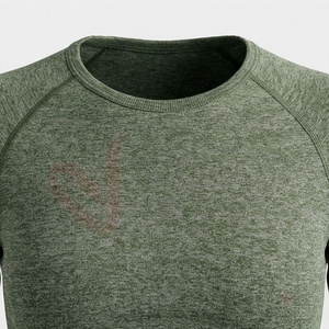 Ensemble 2 pièces pour femmes, haut court à manches longues vert olive et leggings taille haute - Product Image 4