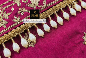 Encaje de perlas premium con cuentas en forma de gota para decoración de sarees, lehengas y vestidos de novia, y muchos más para decoración. - Product Image 2