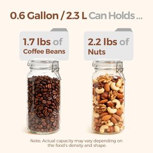 Juego de 3 Frascos de Vidrio Herméticos de 0.6 Galones con Tapas, Recipientes Cuadrados Transparentes para Almacenamiento de Alimentos para Uso Doméstico - Product Image 3