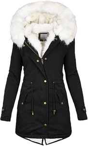 Chaqueta Acolchada con Capucha Unisex para Invierno, con Forro de Piel Sintética, Abrigo Largo de Lona, Resistente al Viento, Informal, Grueso, de Poliéster - Product Image 5