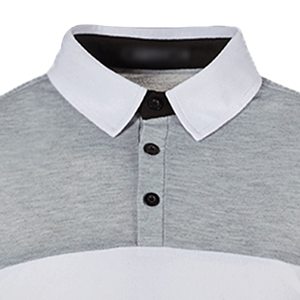 Polo à manches courtes en tricot color-block pour homme, style décontracté, design uni, boutons sur le devant, faible MOQ, polos pour homme - Product Image 4