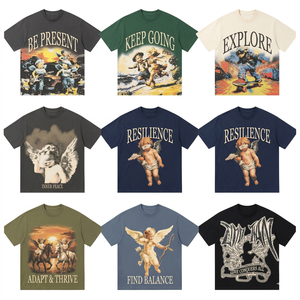 Camiseta de Manga Corta Casual para Hombre, Estampado Completo de Pulpo Alienígena con Emociones Mixtas, Ecológica, de Algodón de 260g, Talla Grande, Venta al por Mayor - Product Image 1