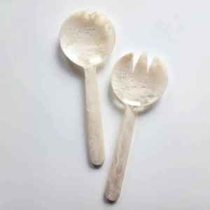 Ensemble de cuillères et fourchettes à salade en résine faites à la main, écologiques, compatibles lave-vaisselle, micro-ondes et four, ustensiles de cuisine - Product Image 1