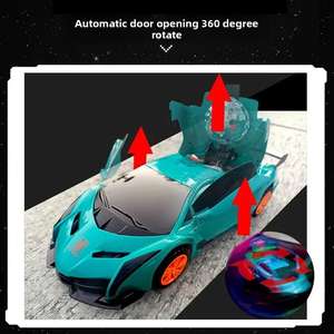 Voiture électrique transformable avec portes automatiques rotatives à 360 degrés, lumières LED, musique, modèle réaliste pour enfants, sport, 12V, matériau ABS - Product Image 4