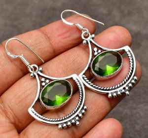 Pendientes de peridoto hechos a mano, joyería de piedras preciosas de plata de ley 925, regalo elegante para mujeres y niñas, accesorios de moda - Product Image 1