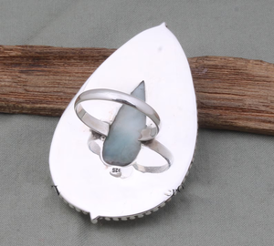 Long Pear Shape Gemstone <b>Ring</b> 925 Sterling <b>Silver</b> Handmade <b>Statement</b> <b>Ring</b> Wholesale Supplier - Product Image 4
