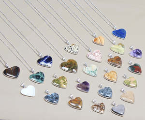 Collares con Colgante de Piedras Preciosas en Forma de Corazón, Plateados en Plata, Hechos a Mano, Surtidos, Regalo de Boda para Ella, Joyería de Compromiso Moderna - Product Image 2