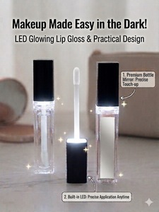 Vegan Liquid <b>Light</b> up Lip Gloss with LED <b>Light</b> and Mirror Screw Cap 6.5ml Capacity Customizable Screen Printing Private Label - Product Image 4