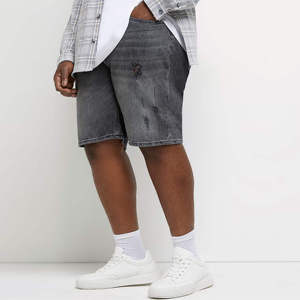 Pantalones Cortos de Mezclilla Casuales para Hombre, Corte Recto, Cintura Media, Lavado Claro, Bolsillos Desgastados, para Verano, Tejido de Algodón - Product Image 3