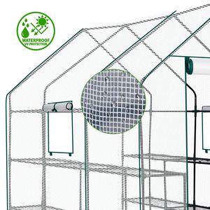 Grande serre portable d'extérieur et d'intérieur de 56 pouces avec 12 étagères et couverture en PE, espace de jardinage accessible avec fenêtres latérales pour jardin - Product Image 4